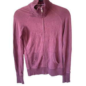 Abercrombie & Fitch Sweater Womens Small Vintage Embroidered Elbow Patch Zip Up